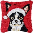 thumbnail image 1 of Christmas Bulldog Latch Hook Pillow Cover Kits for Needlework Cushion Throw Pillow Cross Stitch Crochet Hook Pillowcase Rug Kits Canvas Crochet Yarn Kits Needlework 17'' X 17'', 1 of 7