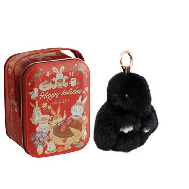 Christmas Bunny Christmas Lulu Keychain with Tin, 2024 Handmade Soft
