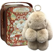 GOTYOU Christmas Bunny Keychain Lulu With Tin, Bunny Lulu Keychain With Box, Bunnylulu Keychain Handmade Soft Bunny