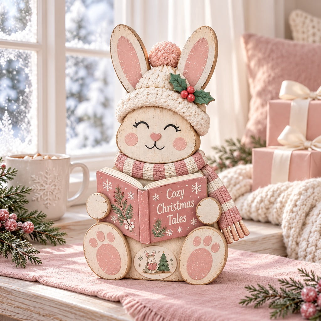 Christmas Bunny Reading Wooden Block 3 Layer Winter Gift - Walmart.com