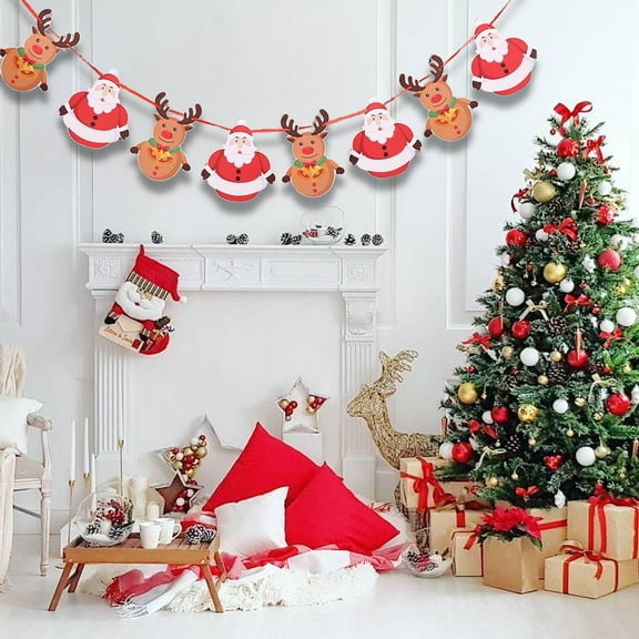 Nilvkv Christmas Bunting Banners Garlands Santa Indoor Outdoor Garden Porch Decor & Wreaths, Christmas Decorations, CHRlSTMAS-GlFTs