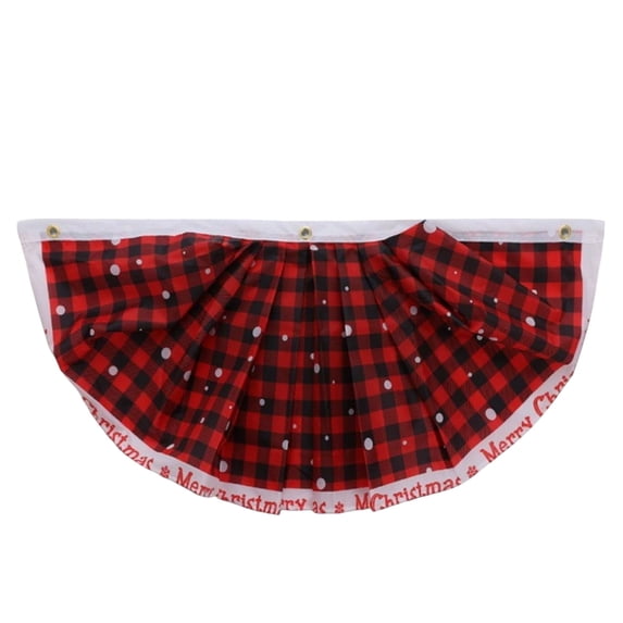 Christmas Bunting,Christmas Pleated Half‑Fan Plaid Bunting Banner,Xmas Buffalo Plaid Half Fan Banner Flag,Plaid Printed Half‑Fan Banners,Christmas Tartan Fan Shaped Pennant for Porch,Patio,Party