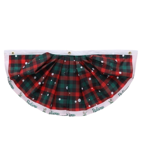 Christmas Bunting,Christmas Pleated Half‑Fan Plaid Bunting Banner,Xmas Buffalo Plaid Half Fan Banner Flag,Plaid Snowflake Printed Half‑Fan Banners,Christmas Tartan Fan Shaped Pennant for Porch