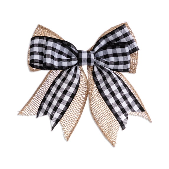 Christmas Burlap Bows 3.9" Christmas Tree Bows Pre Tied Rustic Wreath Bow Burlap Gift Bow Xmas Decorative Bows for Farmhouse Gift Wrap Home Decor