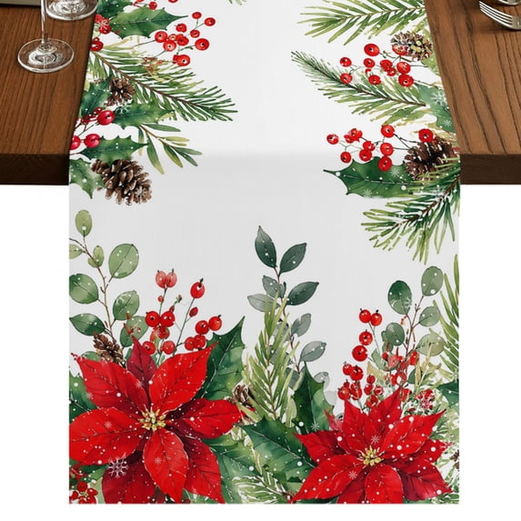 Christmas Burlap Cotton Table Runner 13x72 Inches Long, Winter ...