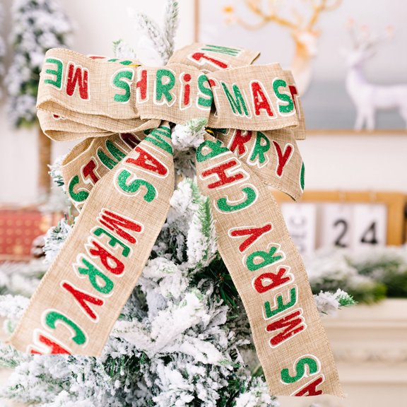 Christmas Burlap Ribbon for Gift Wrapping Decorations Buffalo Plaid Wired Ribbon Garland for Christmas Tree DIY Wrapping Wedding Holiday Party Floral Bow Craft, 2.4 Inch x 5.5 Yards