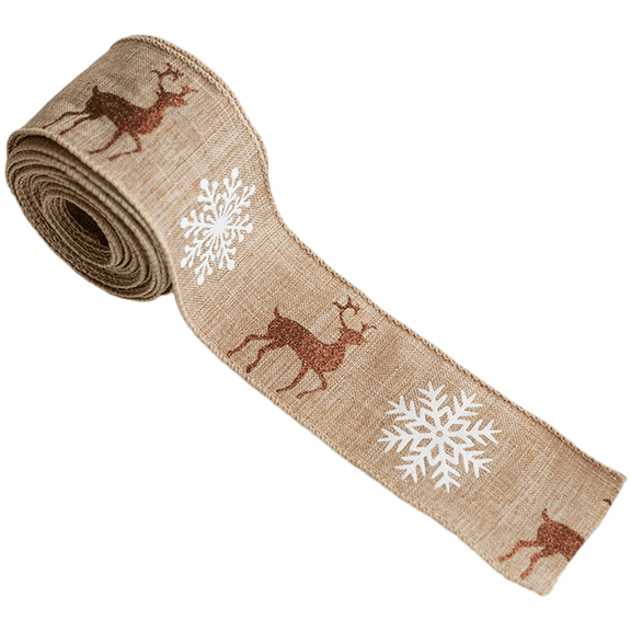 Christmas Burlap Ribbon With Wire Edging Diy Bow For Tree Decoration 5 Yards