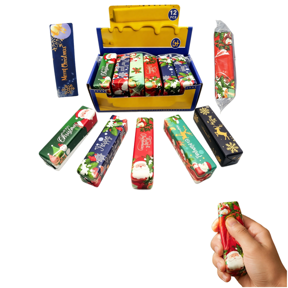 Christmas Butter Stick Squishy Toy, Slow Rising Fidget Sensory Stress Relief Squeeze for Kids Adults, Stocking Stuffer Party Favor Gift 12 PCS
