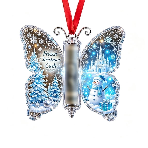 Christmas Butterfly Cash Holder Ornament, Acrylic Tree Hanging Gift Decoration