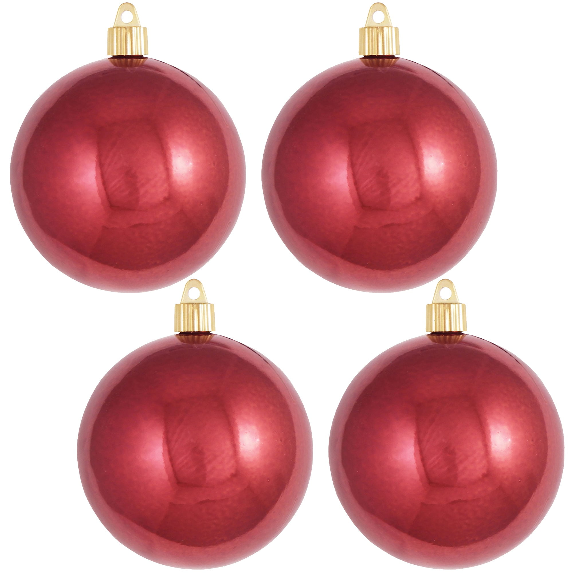 Shiny Sonic Red 4" Shatterproof Plastic Ball Ornaments Set