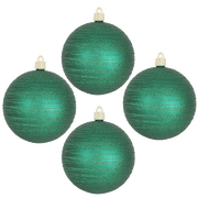Christmas By Krebs 4 3/4" 120mm Ornament [4 Pieces] Commercial Grade Indoor & Outdoor Shatterproof Plastic, Water Resistant Ball Shape Ornament Decorations Shamrock Green with Emerald Tangles