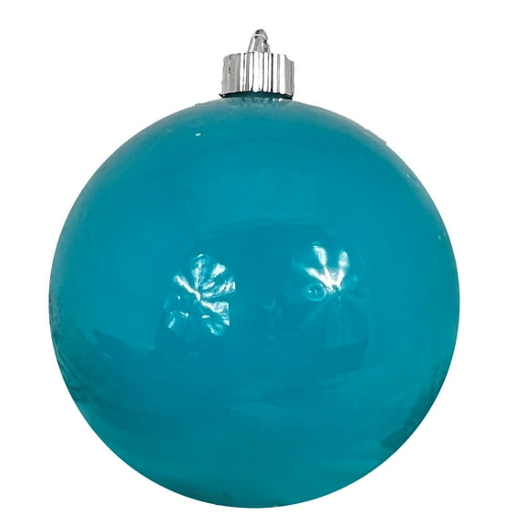 Christmas By Krebs 8" (200mm) Candy Red Ornament, Commercial Shatterproof UV Resistant Plastic Christmas Ball Decoration (Baja Blue, 6 inch (150mm))