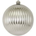 thumbnail image 1 of Christmas By Krebs 8" (200mm) Ribbed Shiny Looking Glass Silver [1 Piece] Solid Commercial Grade Indoor and Outdoor Shatterproof Plastic, UV and Water Resistant Ball Ornament Decorations, 1 of 6