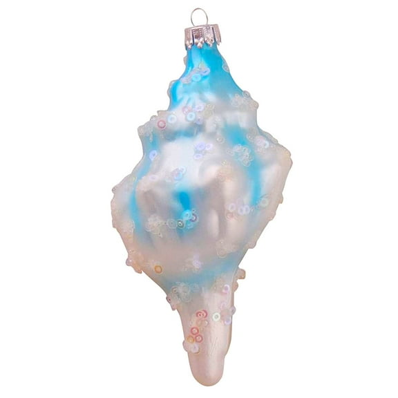 Christmas By Krebs Blown Glass  Collectible Tree Ornaments  (3 1/2" Whelk Sea Shell)