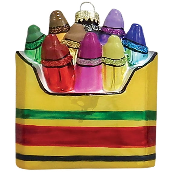 Christmas By Krebs Blown Glass Collectible Tree Ornaments (3 3/4" Box of Crayons)