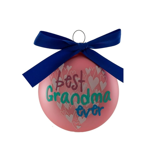 Christmas By Krebs Made in The USA Designer Seamless Family Glass Christmas Ball Ornaments (Pink Grandma)