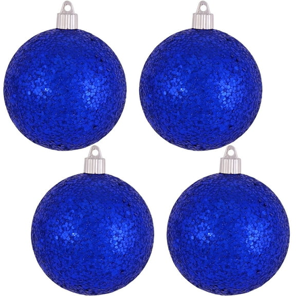 Christmas By Krebs Ornament, Commercial Grade Indoor and Outdoor Shatterproof Plastic, Water Resistant Ball Ornament Decorations (Dark Blue Glitz, 4 inch (100mm))