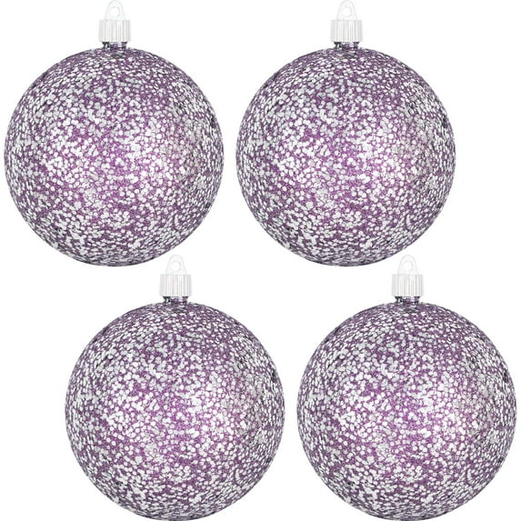 Christmas By Krebs Ornament, Commercial Grade Indoor and Outdoor Shatterproof Plastic, Water Resistant Ball Ornament Decorations (Purple & Silver Multicolor Glitz, 4 3/4 inch (120mm))