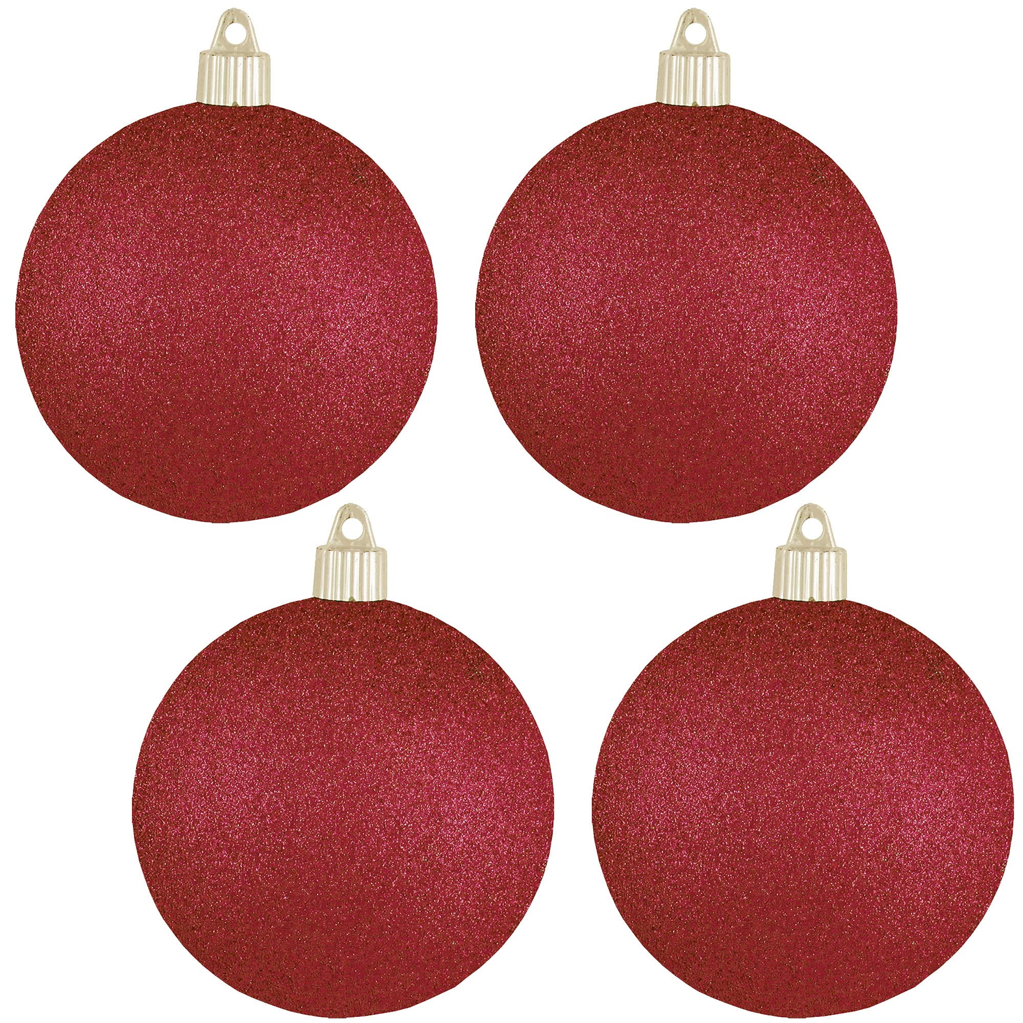 Red Glitter Shatterproof Plastic Christmas Ball Ornaments Set