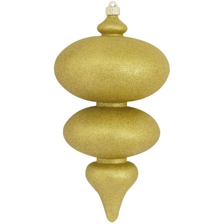 Christmas By Krebs Shattererproof Plastic Finial Ornament (Gold Glitter, 15 inch (380mm))