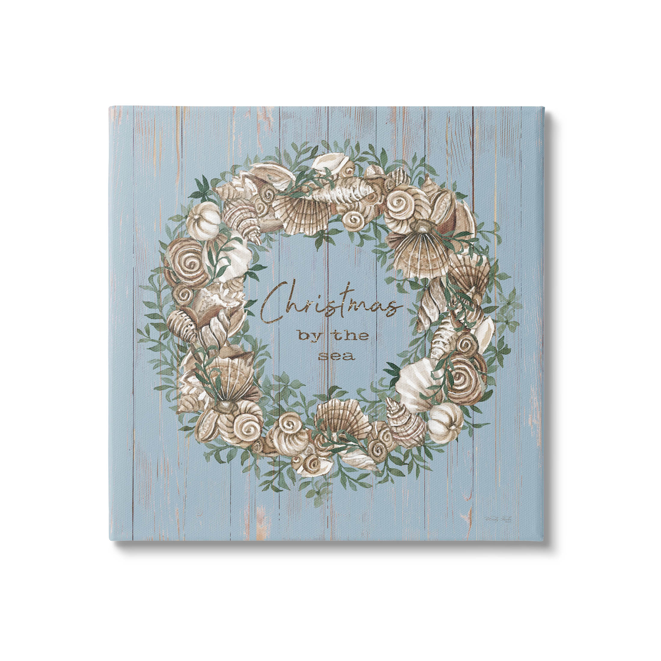 Christmas By The Sea Shell Wreath Holiday Graphic Art Gallery Wrapped Canvas Print Wall Art