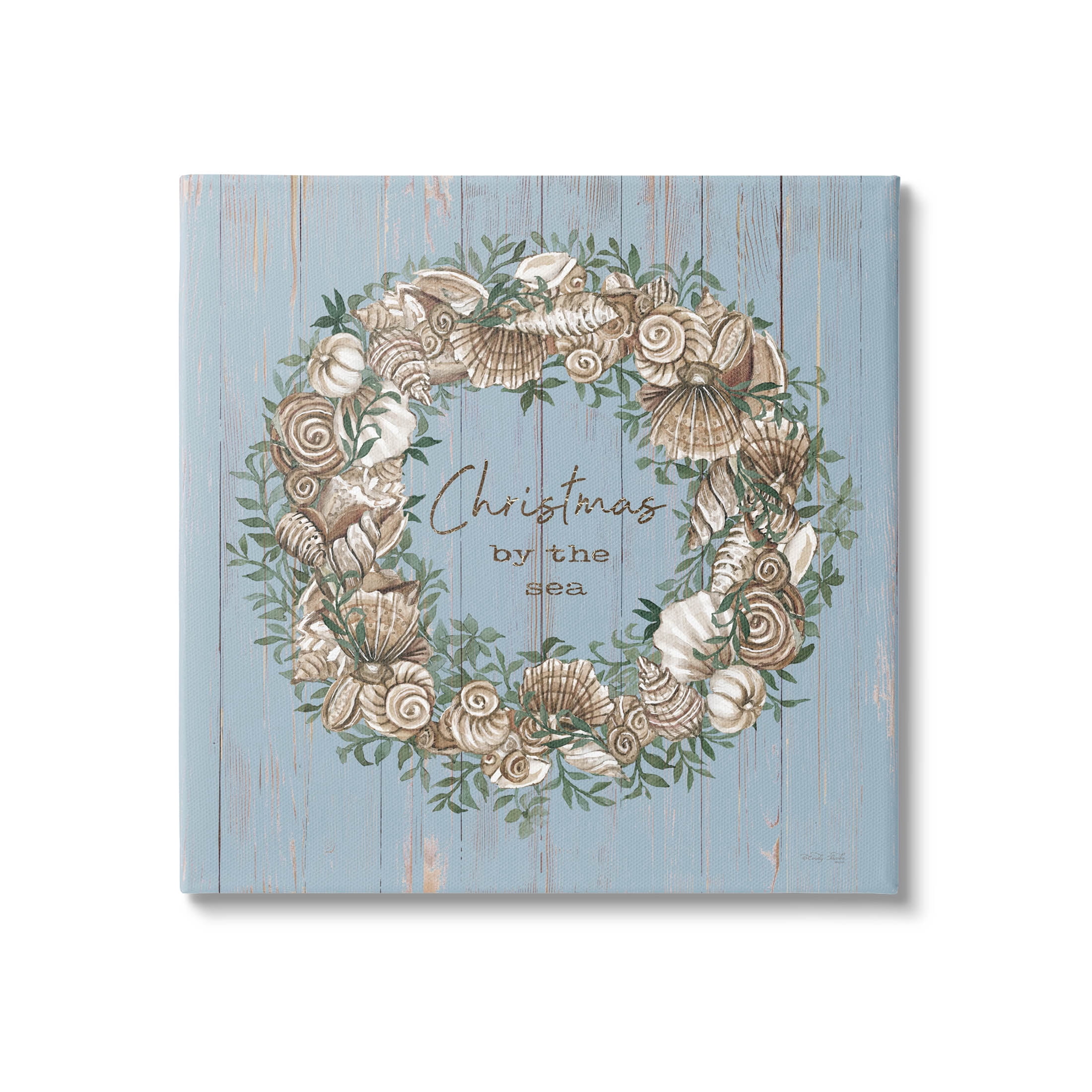 Christmas By The Sea Shell Wreath Holiday Graphic Art Gallery Wrapped Canvas Print Wall Art
