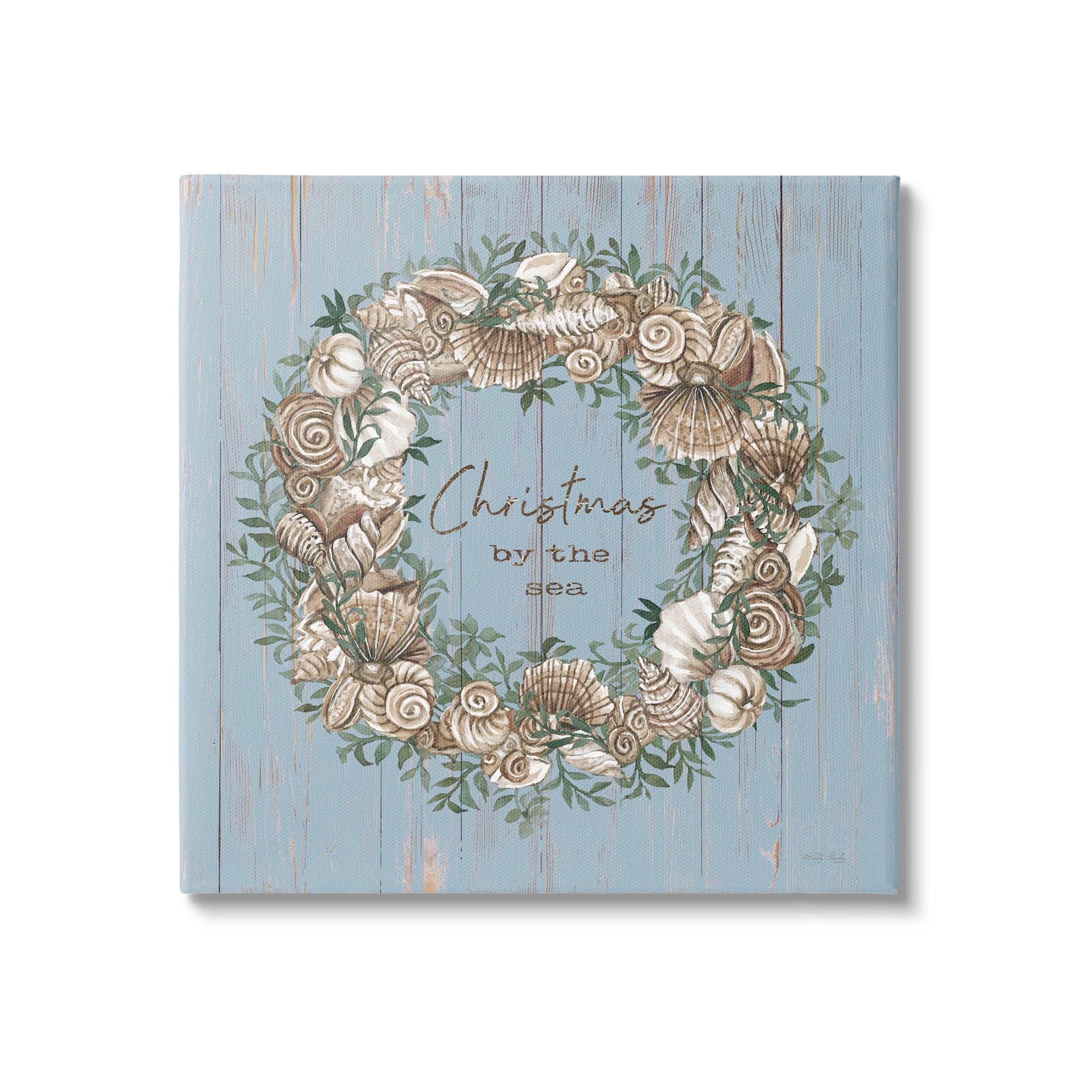 Christmas By The Sea Shell Wreath Holiday Graphic Art Gallery Wrapped Canvas Print Wall Art