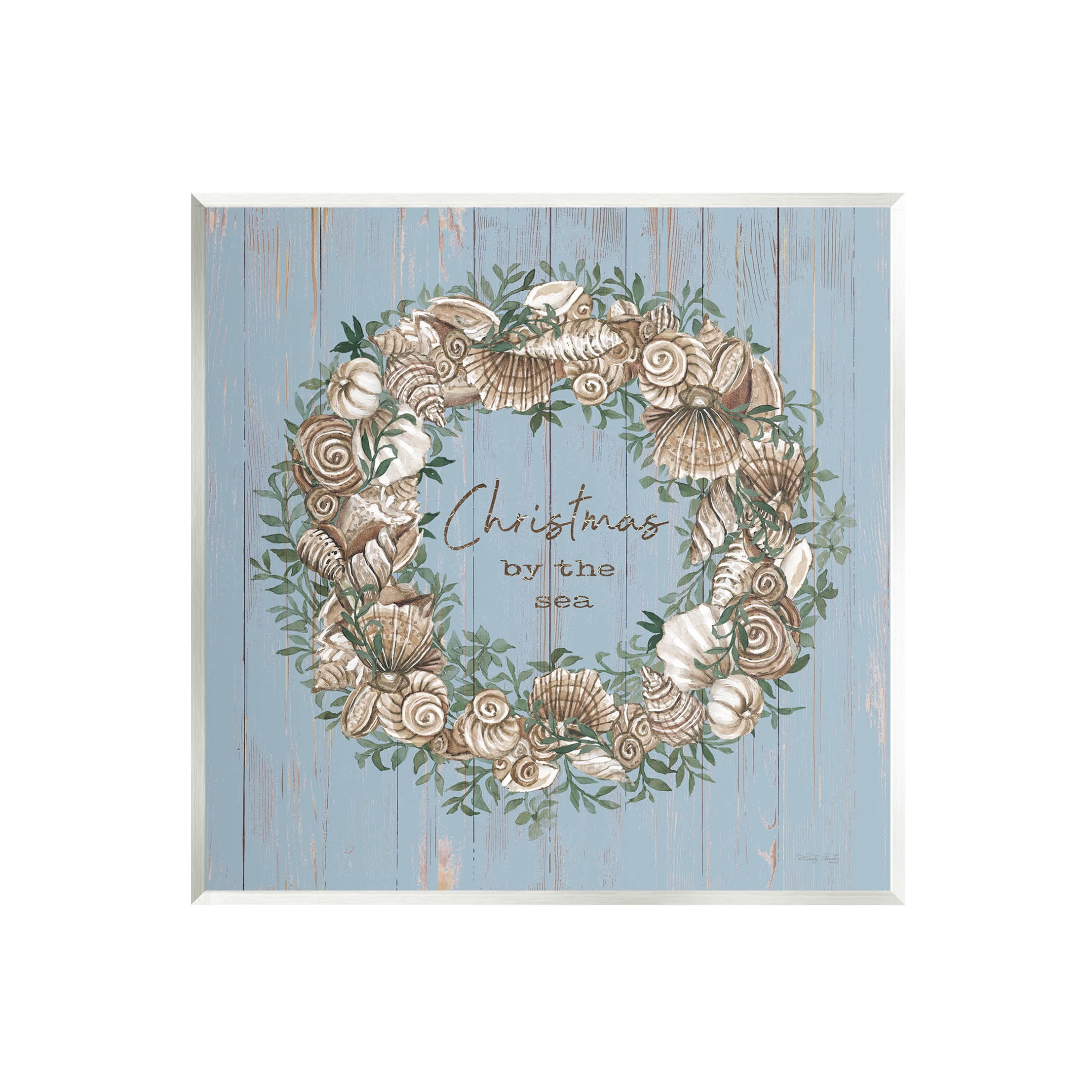 Christmas By The Sea Shell Wreath Holiday Graphic Art Unframed Art Print Wall Art