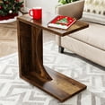 thumbnail image 1 of Christmas C Shaped Side Table For Sofa, Small Space End Table Multipurpose Couch Table Sturdy MDF Furniture For Living Room, Bedroom, Brown, 1 of 8