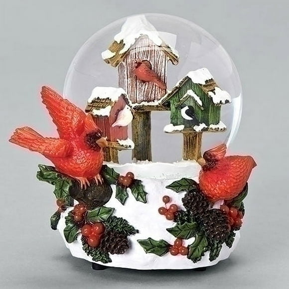 Christmas Cardinal Birdhouse Snowglobe Waterball Musical Red Birds 131922