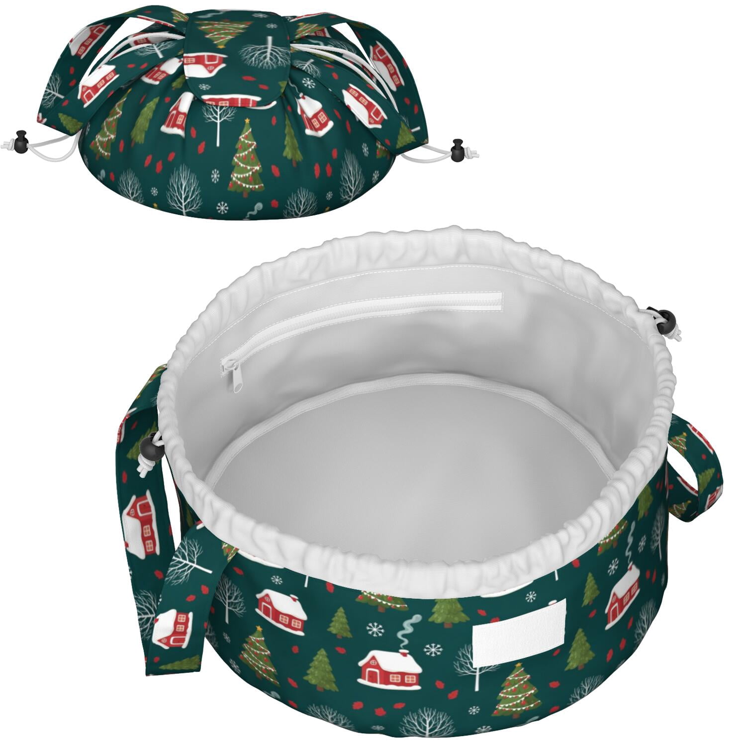 Smoot Texture Christmas Cabin Snowflake Pattern Drawstring Makeup Bag, Daily Makeup ...