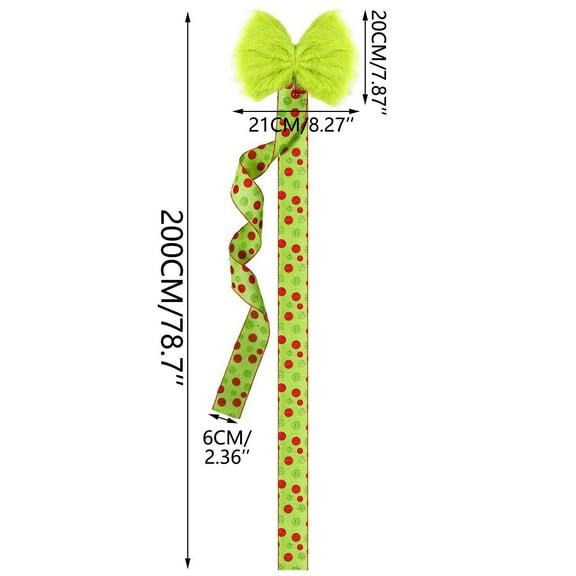 Christmas Cabinet Decor Polka Dots Long Furs Bow Ribbon Decoración de la oficina de la casa