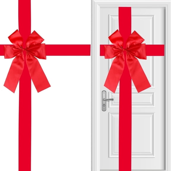 Christmas Cabinet Door Bows Ribbons,40 Inches Large Festive Bow with Hook-And-Loop Fastener,Red Bows for Gifts Christmas Tree Xmas Cabinets Furniture Kitchen Party Decorations