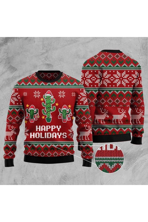 Christmas Cactus 3D Christmas Sweater, Funny Xmas Sweater, Sweater Xmas