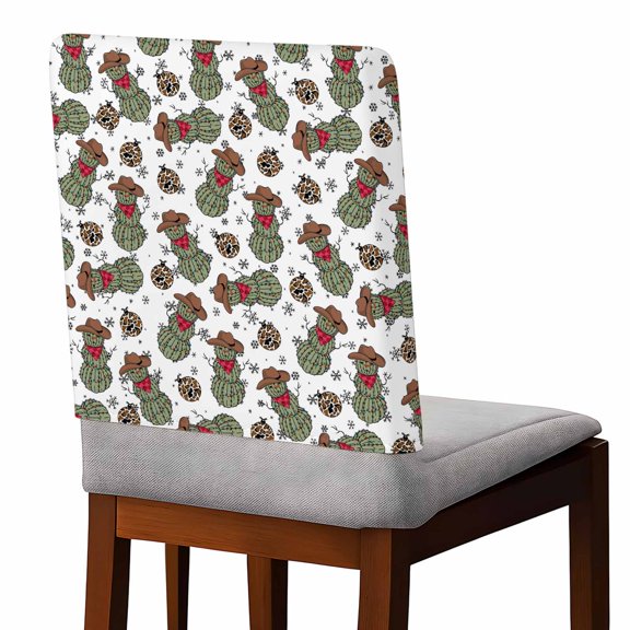 Christmas Cactus Chair Covers Set of 6 Western Cowboy Hat Chair Back Covers Stretch Removable Washable Slipcovers Protector for Dining Room Kitchen Party Decor