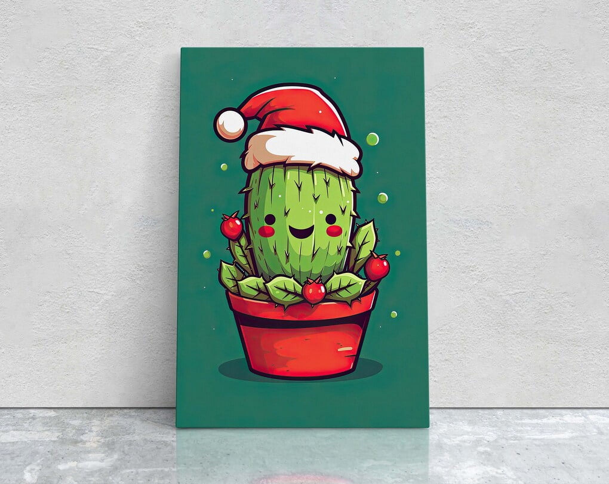 Christmas Cactus, Cute Cactus, Cute Christmas Decor, Illustration