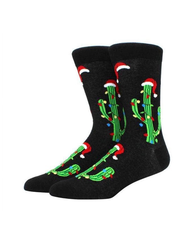 Christmas Cactus Tree Crew Socks Size: Large