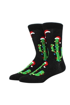 Christmas Cactus Tree Crew Socks Size: Medium