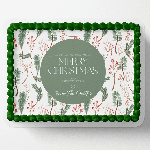 Christmas Cake Topper Personalizable Christmas Cake Topper Edible Image for Sheet Cake