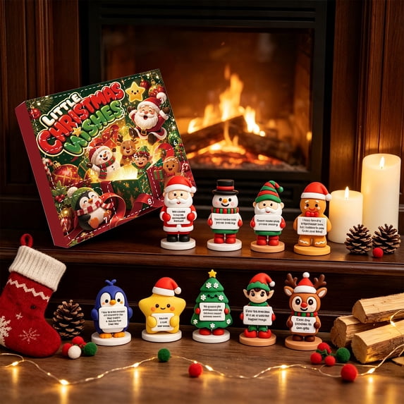 Christmas Calendar 2026, 9 Days Christmas Countdown Calendar with 3D PVC Cute Statue Ornaments, Christmas Blind Boxes Gift Box for Home Decor
