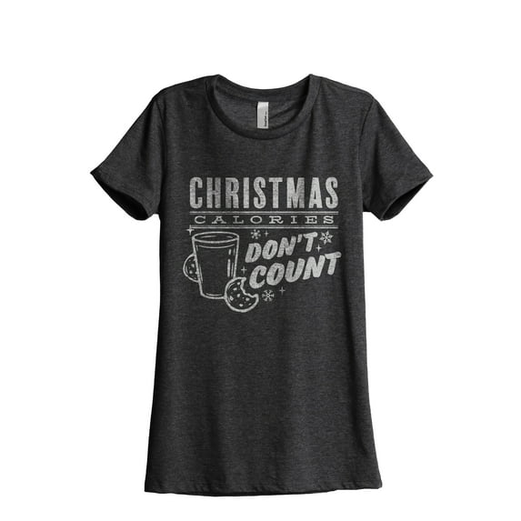 Christmas Calories Don't Count Women's Fashion Relaxed T-Shirt Tee Charcoal Grey X-Large