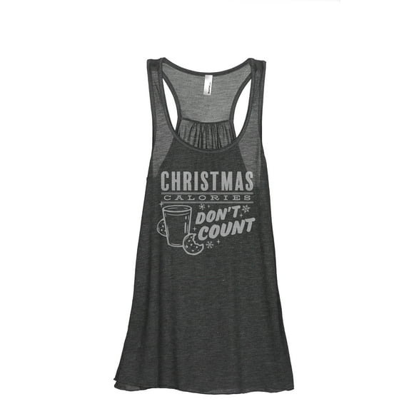 Christmas Calories Don't Count Women's Fashion Sleeveless Flowy Racerback Workout Yoga Tank Top Charcoal Grey 2X-Large