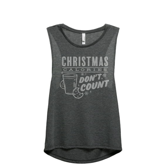Christmas Calories Don't Count Women's Fashion Sleeveless Muscle Workout Yoga Tank Top Charcoal Grey Large