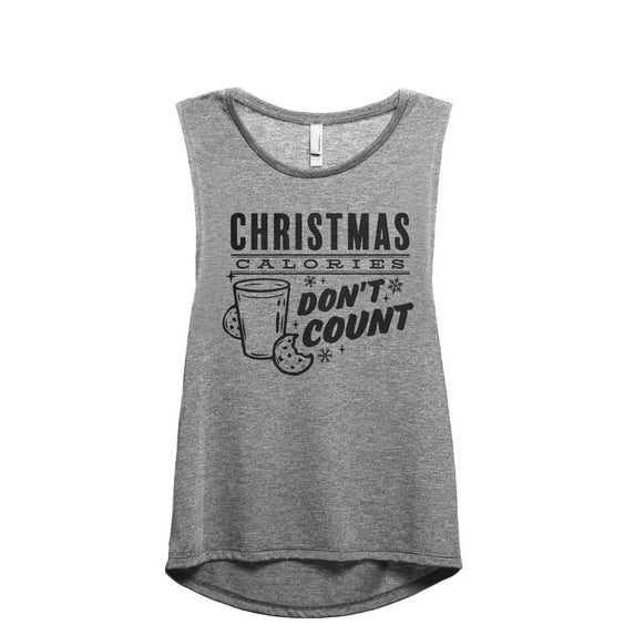 Christmas Calories Don't Count Women's Fashion Sleeveless Muscle Workout Yoga Tank Top Heather Grey Grey X-Large