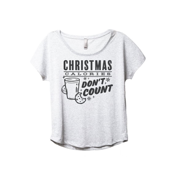 Christmas Calories Don't Count Women's Fashion Slouchy Dolman T-Shirt Tee Heather White Medium