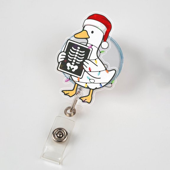 Christmas Camera Goose Badge Reel, Retractable Acrylic ID Holder, Coworker Gift
