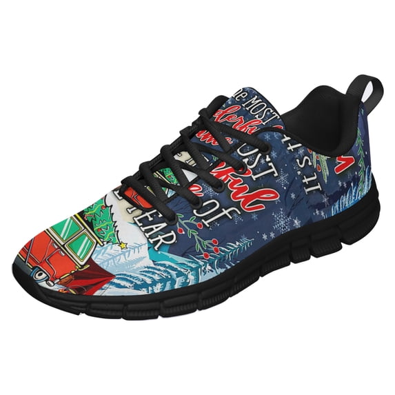 Christmas Camping It Is The Most Wonderful Time Running Shoes Sneakers Mesh Black Size 7.5