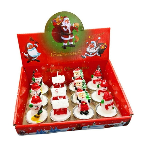 Christmas Candle Gift Set 12-Piece Eco-friendly Smoke-free Paraffin Candles Christmas-themed Candles for Winter Home Decoration and Gifting, Version A