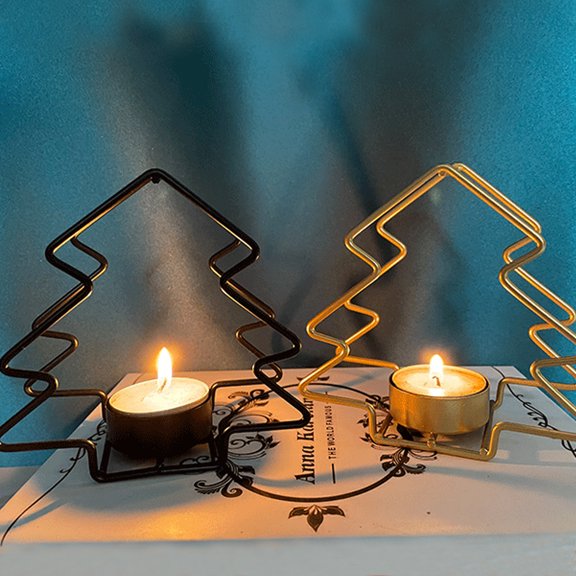 Christmas Candle Holder Decoration, Double Layer Metal Christmas Tree Iron Candlestick Holders, Home Decor Metal Candle Holder Stand for Holiday Party Table Centerpieces Wedding Home