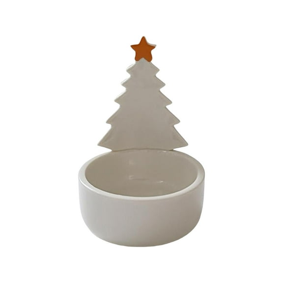 Christmas Candle Holder Small Christmas Tree Shaped Candlesticks Holder Bowl Ceramic Candleholder Stand for Xmas Festive Table Home Decor